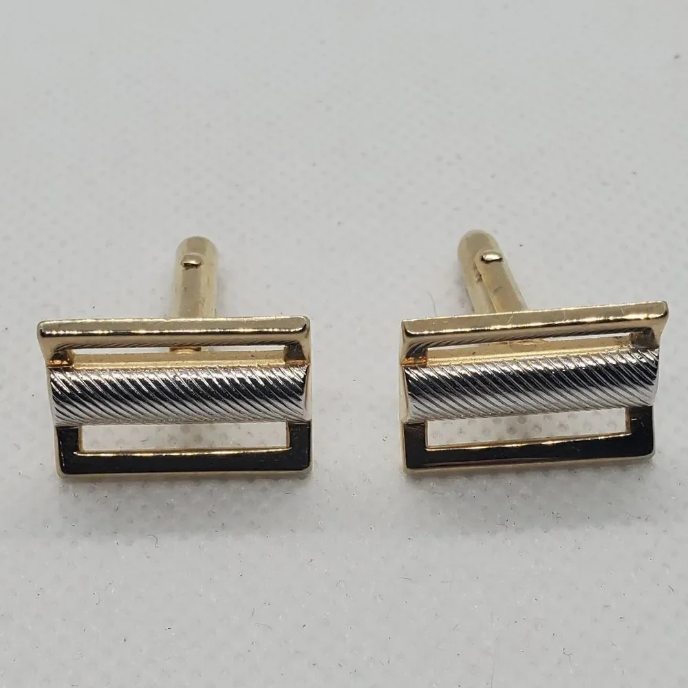 Swank Gold Tone & Silver Tone Cuff Links